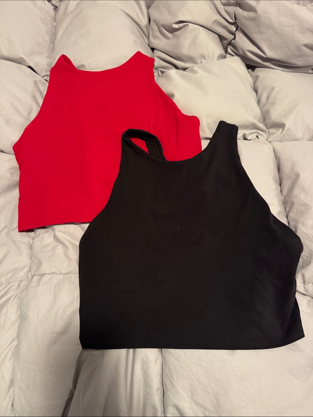 Athleta High-Neck Crop Tank Duo in Red and Black